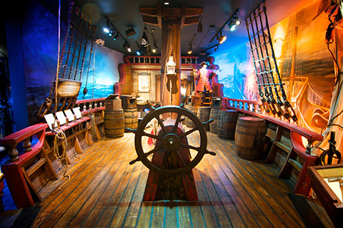 The main deck at the St. Augustine Pirate & Treasure Museum in St. Augustine, Florida, where guests staying at Xplorie participating properties can receive a free admission.
