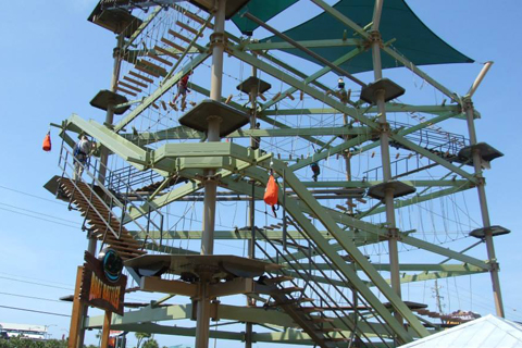 Challenge your skills and agility on the Tree Top Challenge Ropes Course at Wild Willy's Adventure Park in Fort Walton Beach, Florida for another exciting adventure, which is available for free at Xplorie participating properties.
